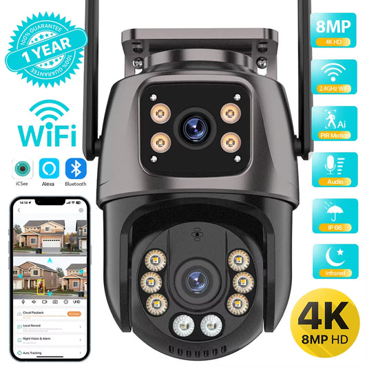 4K 8MP HD Wifi PTZ Camera With AI Tracking